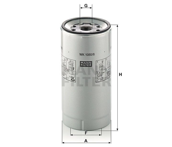 Топливный фильтр MANN-FILTER WK1080/6X . Фото N2