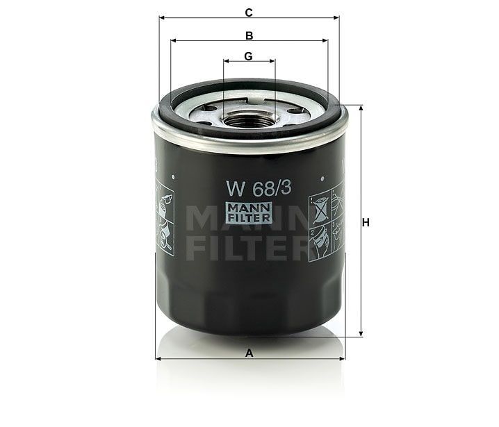 Масляный фильтр MANN-FILTER W68/3. Фото N2