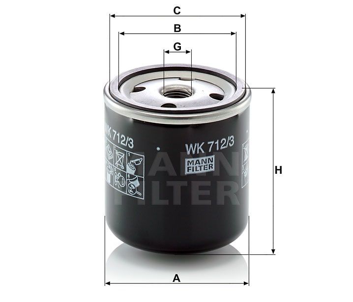 Топливный фильтр MANN-FILTER WK712/3. Фото N2