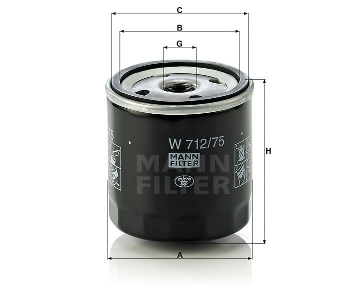 Масляный фильтр MANN-FILTER W712/75 . Фото N2