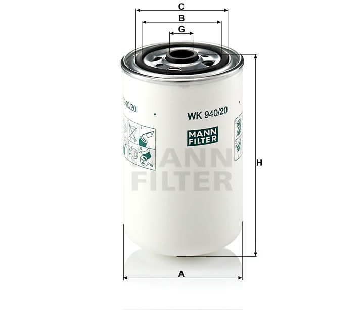 Топливный фильтр MANN-FILTER WK940/20 . Фото N2