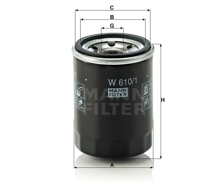 Масляный фильтр MANN-FILTER W610/1 . Фото N2