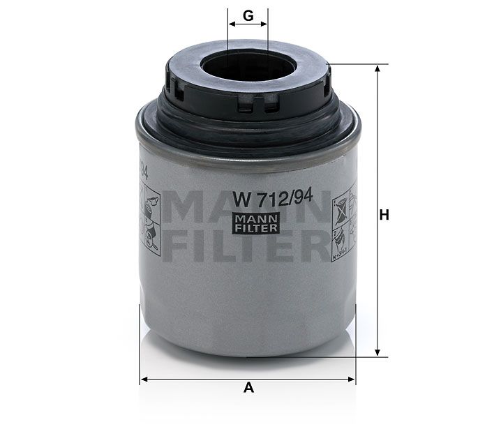 Масляный фильтр MANN-FILTER W712/94. Фото N2