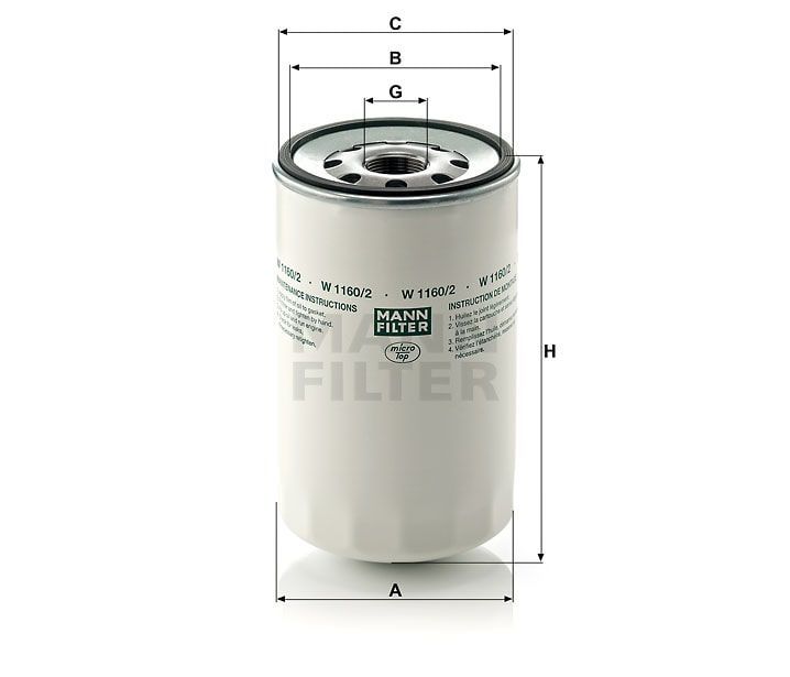 Масляный фильтр MANN-FILTER W1160/2 . Фото N2