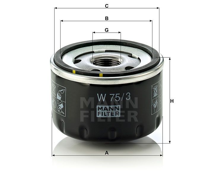 Масляный фильтр MANN-FILTER W75/3. Фото N2