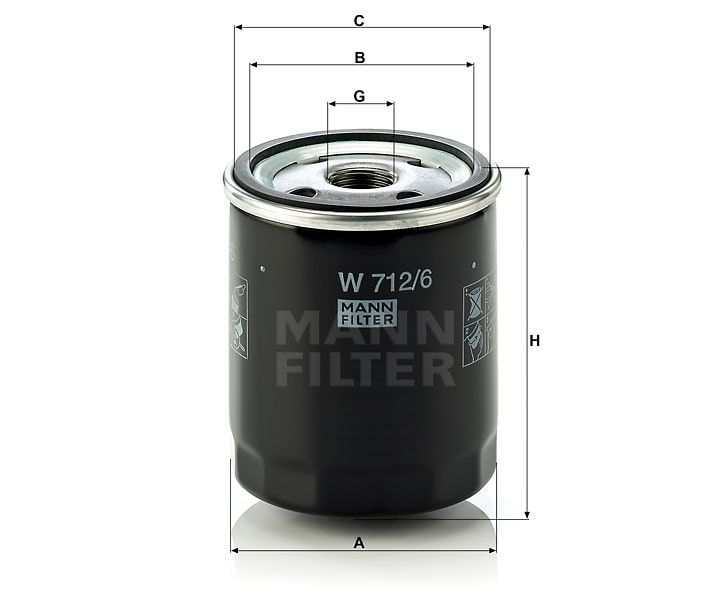 Масляный фильтр MANN-FILTER W712/6 . Фото N2
