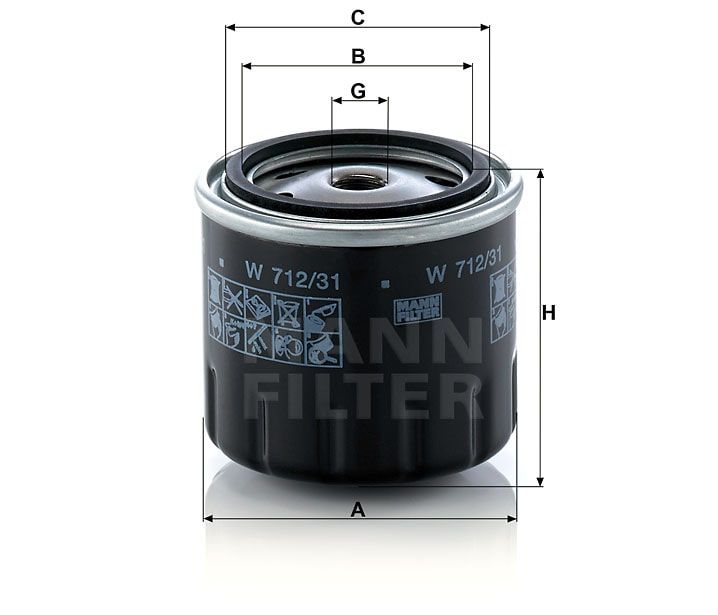 Масляный фильтр MANN-FILTER W712/31 . Фото N2