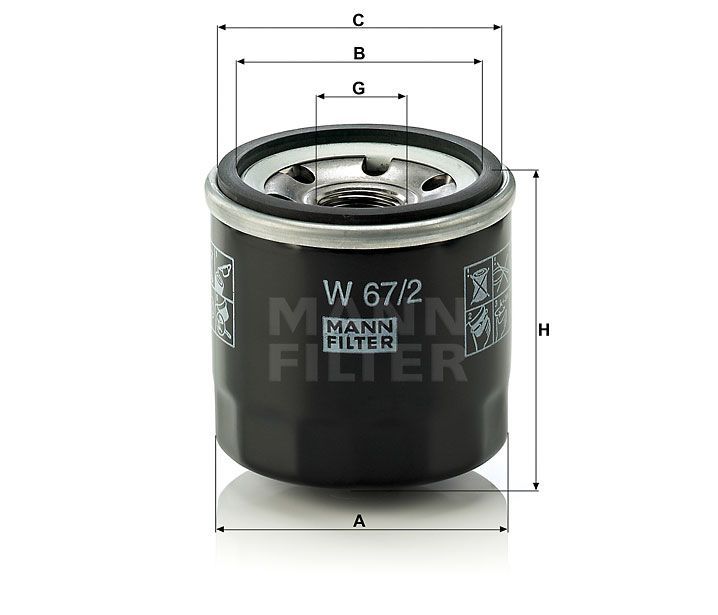 Масляный фильтр MANN-FILTER W67/2. Фото N2